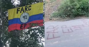 Alerta en el Cesar por hallazgo de bandera y grafiti de las extintas Farc